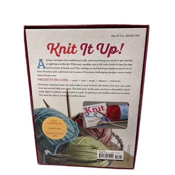 Learn to Knit kit Instruction Book Knitting tapestry Needles 10" x 3 1/2" x 6" - Picture 2 of 8